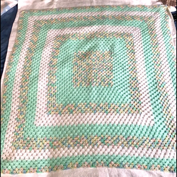Vintage Hand Crocheted Afghan Baby Blanket - Picture 3 of 3